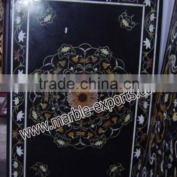 Black Rectangle Marble Inlay Table Top photo-5