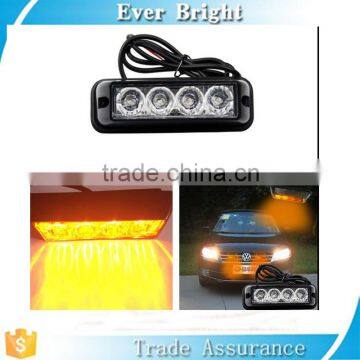 Universal 4 LED White&Yellow Strobe High Power Flasher Lights Car Truck Warning Caution Emergency Construction Strobe Light photo-2