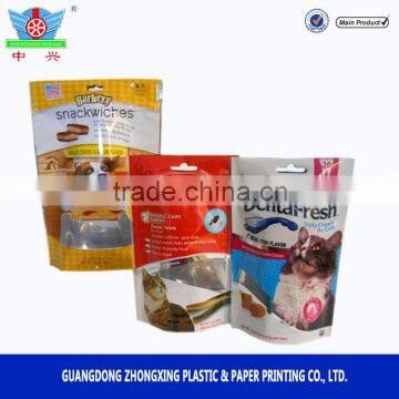 multi layers plastic laminated resealable dog food packaging bag with dog picture