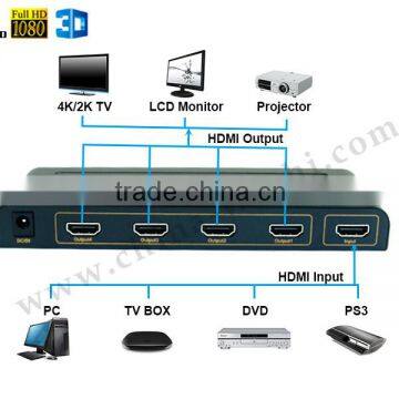 Support 4K 3D 1080P ULTRA HD 1 in 4 Out Splitter h Dmi 1x4 photo-3