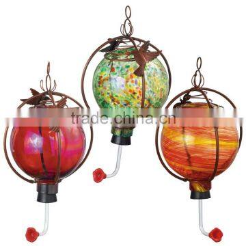 Grasslands Road Hand Blown Glass Hummingbird Feeder Assortment, 6-Inch, Set of 3