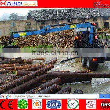 8 tons log trailer with crane