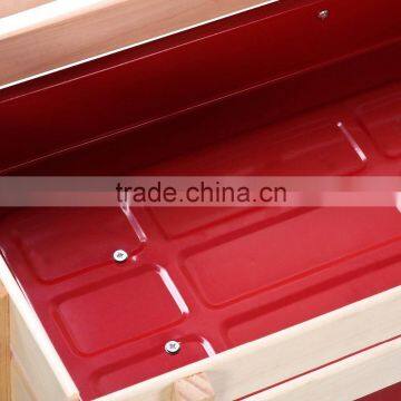 Outdoor Wagon ALL Terrain Pulling Children Kid Garden Cart w/ Wood Railing Red photo-3