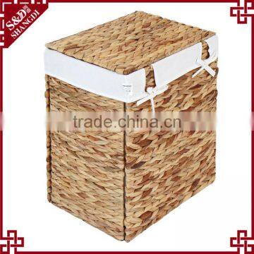 Environmetal natural water hyacinth woven home or hotel laundry basket