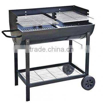 large barrel BBQ grill trolley