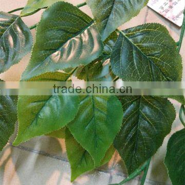 CHY070914 Artificial big green leave/plastic evergreen birch leaf