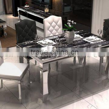Modern Metal Legs Marble Dining Table Furniture photo-3