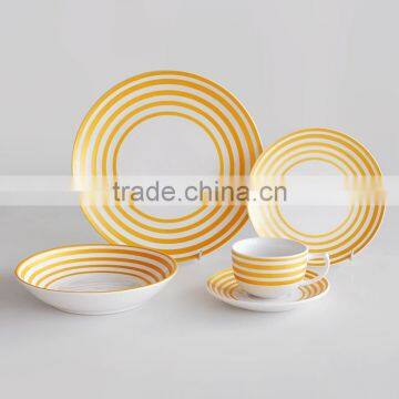 porcelain dinnerware set with imitation gold decal,20pcs porcelain dinner set with fake gold decal printing