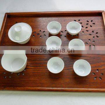 Hollow carved wooden tea tray