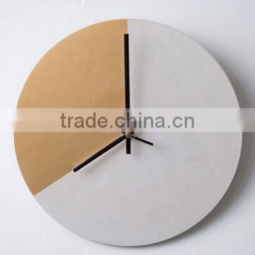 Industrial Luxe Minimalist Timepiece Concrete and Gold Wall Clock