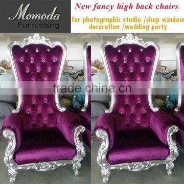 YM01Throne Chair - Queen Chair Upholstered in Luxurious Tufted Purple Velvet photo-5