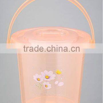 Round Semitransparent Plastic Bucket/waterpot With Carry Hand and Lid photo-2