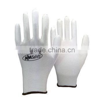 NMSAFETY EN 388 13g white nylon liner coated PU gloves / safety wrok gloves