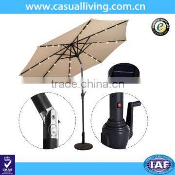 Hot Sale Outdoor Steel Frame Patio Solar Umbrella with LED light