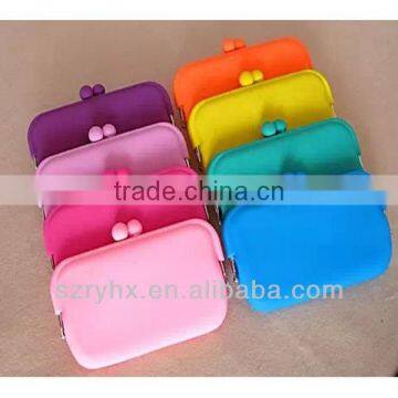 Fluorescent Color Soft Silicone Wallet Candy Color Silicone Coin Purse Phones Package Small Cosmetic Bag