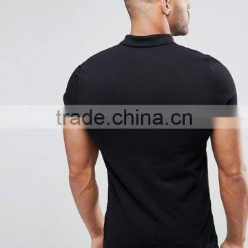 Hot Sale New Short Sleeve Button Placket Black Men's 97% Polyester 3% Spandex Breathable Pique 200g Casual Slim Body Polo Shirt photo-2