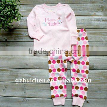 2011 autumn baby clothes set 100% cotton embroider pajama