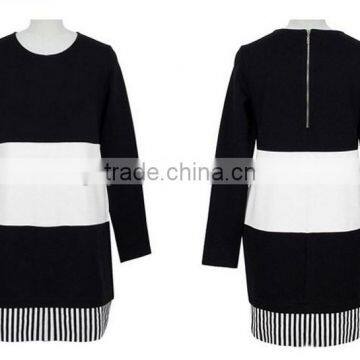 Black Long Sleeve Splicing Into Color Shift Dress photo-2