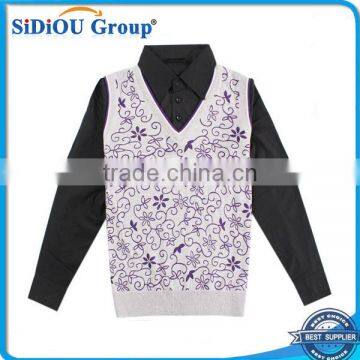 Flower Print Cotton Christmas Pullover Sweater