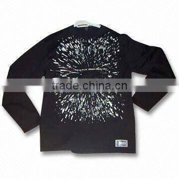 Men's Long Sleeve T-shirt with Prints, Made of Cotton