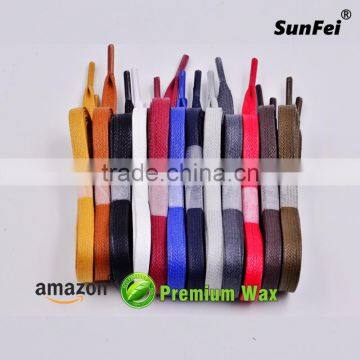 2017 Wide Flat Waxed Shoelaces - Black Wax Cotton Shoelaces - Custom Wax Sneaker Shoelaces - Amazon Supplier photo-5
