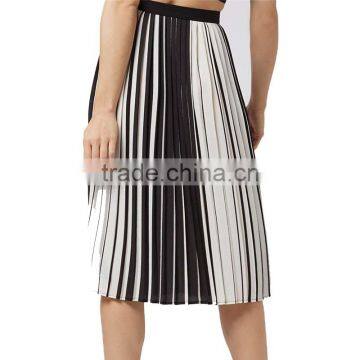 2017 OEM Spring Retro Monochrome Stripe Pleated Midi Skirt photo-3