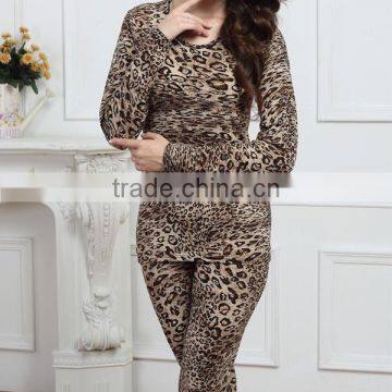 WOMEN THERMAL UNDERWEAR DESIGN LEOPARD PRINTED U-NCEK LONG JOHN UNDERWEAR photo-2