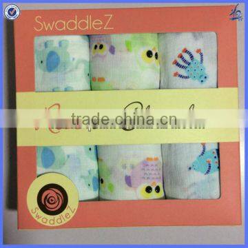 Soft textile gift box packed big size baby muslin swaddle blanket