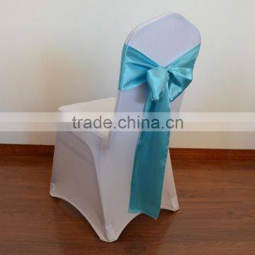 Wide turquoise satin chair sashes for sale