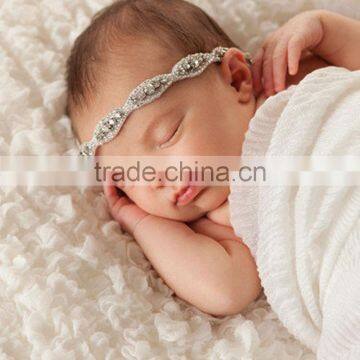 Style Custom 100% Handmade Elastic Hairband Ivory Bridal Crystal Headbands