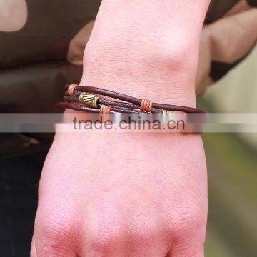 XP-LB-2182 Hot Sale Ancient Bronze Metal Alloy Leather Bracelet photo-4