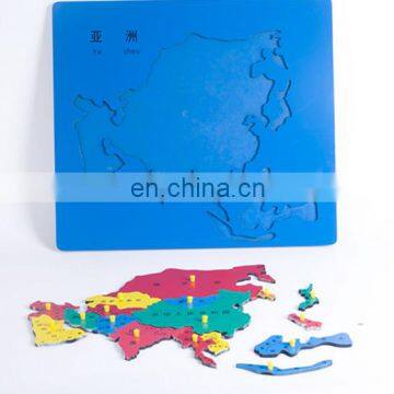 2017 laser cutting Montessori wooden puzzle maple world map with high service