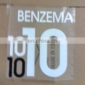 Custom heat transfer printing paper numbers for soccer jerseys benzema 10 number stickers film