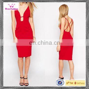 TALL Super Plunge Cross Back Body-Conscious Women Dress