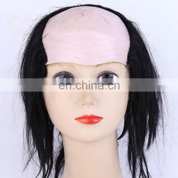 Freaky Zombie Wig Black Bald Top Halloween wig