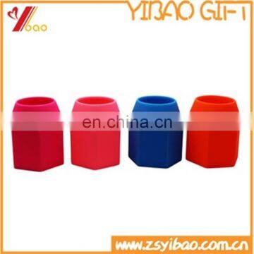 Custom shape and logo colorful silicone rubber pen holder / pen container from China factory