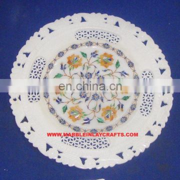 Intricate Inlay design Marble Plate