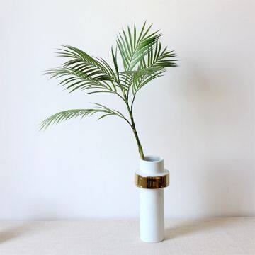 High Grade Plastic Flower Bouquet Single Stem Green Plant Artificial Palm Leaves photo-5