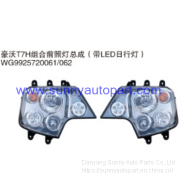 Hot Sell Sinotruk Truck Body Part Front Head Lamp Light With Day Running Light for HOWO T7H WG9925720001/2 WG9925720061/62