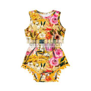 Pumpkin Pattern Custom Baby Romper Cute Pom Pom Baby Clothes Newborn Romper Accessaries Baby Onesie Romper photo-4