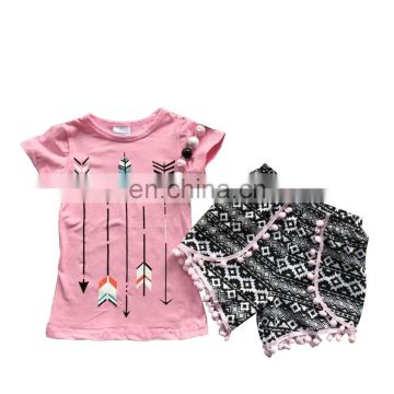 Boutiqeu kids clothing Azetc short printed children girl summer outfit