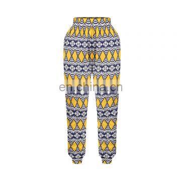 OEM Womens Zipper close legging Yoga Design African print colorful casual pant