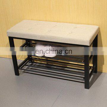 Customized Black PVC Leather Luxury Shoe Rack Rectangle Long Double Size Beach With Metal Frame photo-3