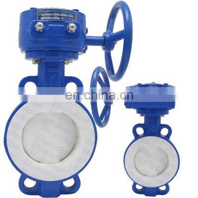 Bundor PTFE Lined Butterfly Valve Soft Seat Butterfly Valve For Sea Water