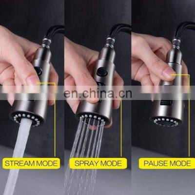 Single Handle High Arc Brushed Nickel Pull Out Kitchen Faucet photo-5