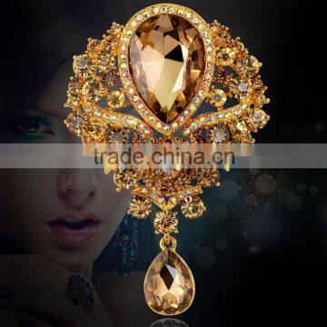 Wholsale Fashion Silver Gold Crystal Rhinestone Diamond Pearl Sherwani Brooch photo-2