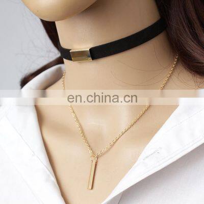 Black Velvet Choker Necklace Gold-color Chain Chokers Chocker Necklace For Women