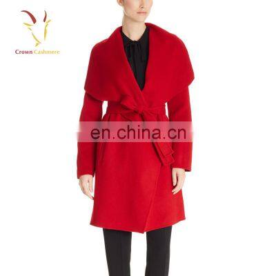 Korea winter red cashmere coat for ladies