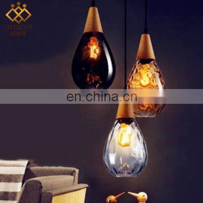 EUROPEAN simple Single Head glass and wood pendant light for decorate