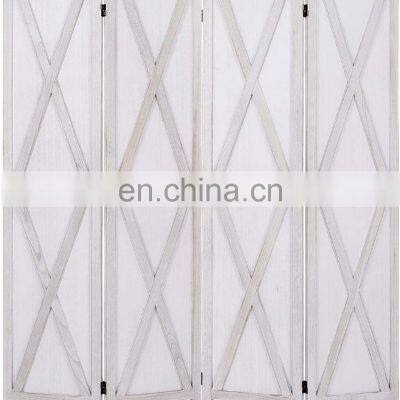 4 Panel Rustic X Folding Privacy Screens Heavy Duty Partition Wall Dividers with Feet